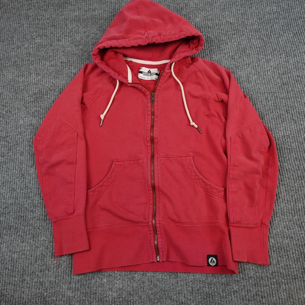 American Giant Hoodie Mens Small Red Fleece Full Zip Sweatshirt USA Made